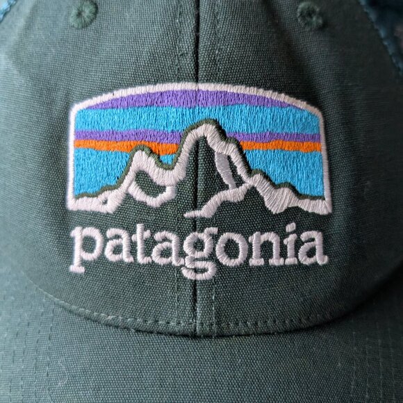 Patagonia Green Mesh P-6 Logo Snapback Trucker Hat one size unisex - Picture 4 of 11